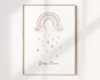 Baby Shower Fingerprint Guest Book - Boho Rainbow Baby Shower - Personalized Alternative Guest Book - Fingerprint Tree - Rustic Neutral Baby
