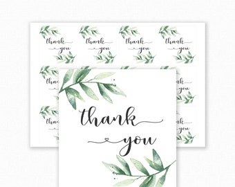 Greenery Baby Shower Printable Favor Tag - Botanical Baby Shower Thank You Tag - Green Leaf