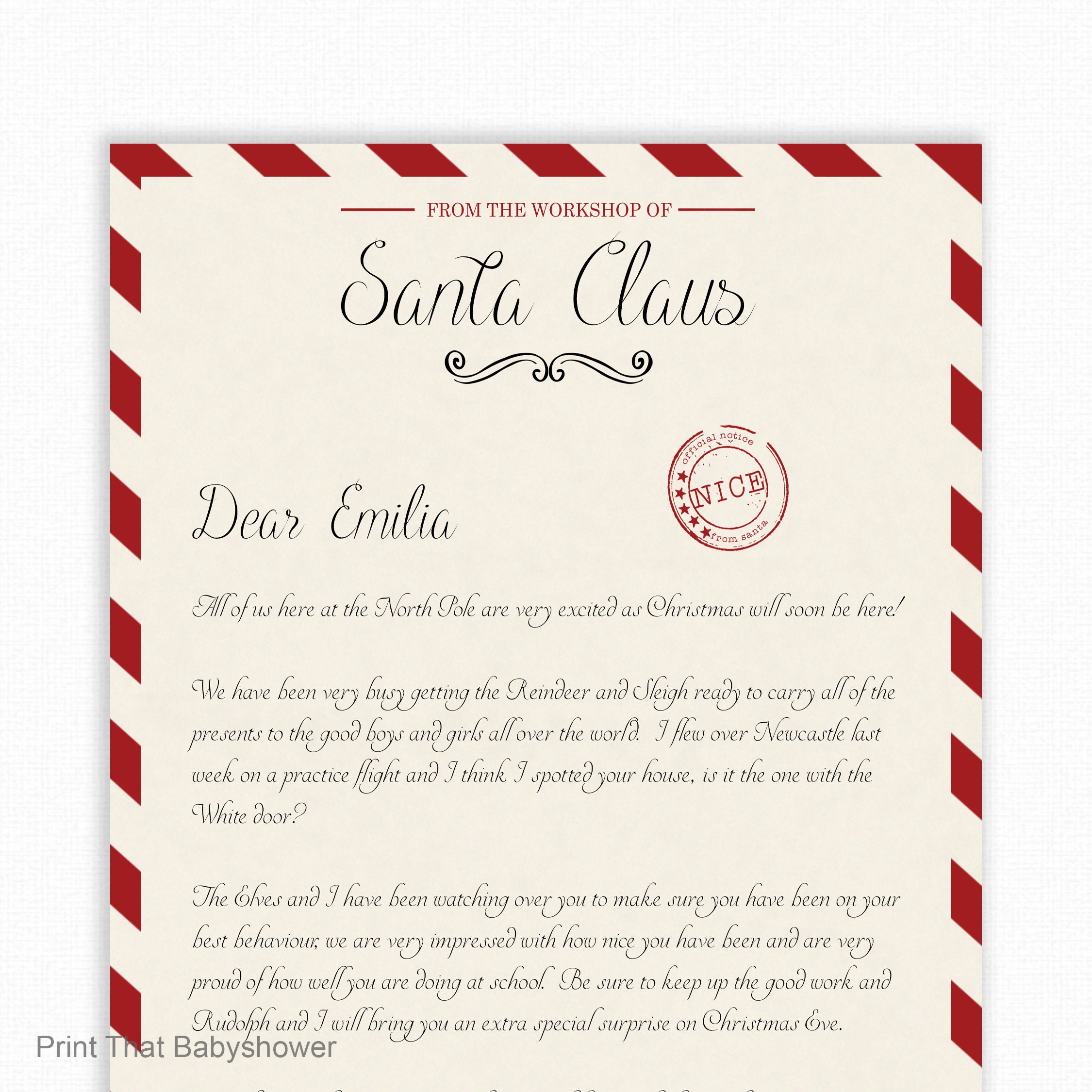 Personalized Letter from Santa Christmas Letter Printable | Etsy