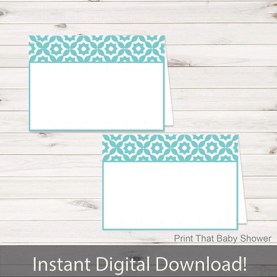 Baby Shower Food Tent Labels - Turquoise Geometric Baby Shower - Printable Food Labels - Place Cards - Food Labels - Turquoise Geometric Il_570xn