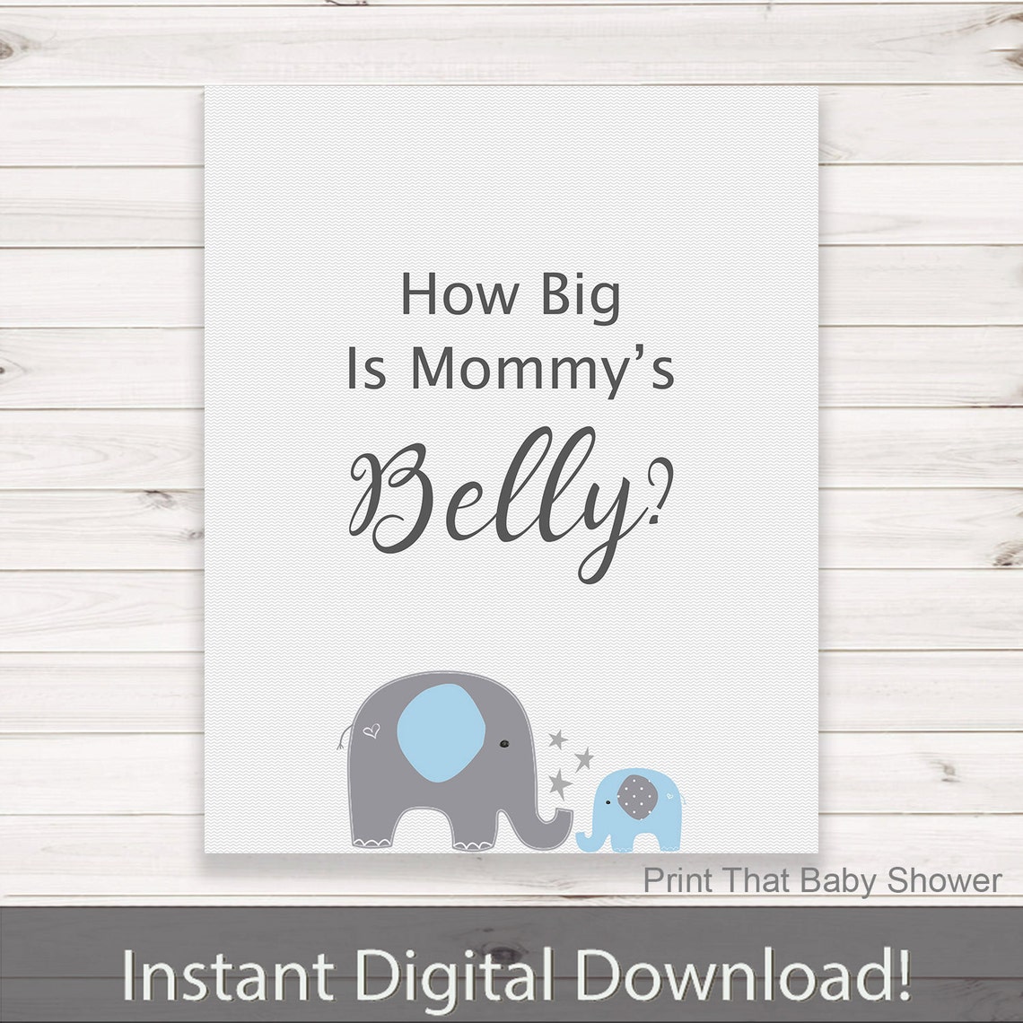 Baby Shower Games How Big is Mommy's Belly Game Blue Etsy UK