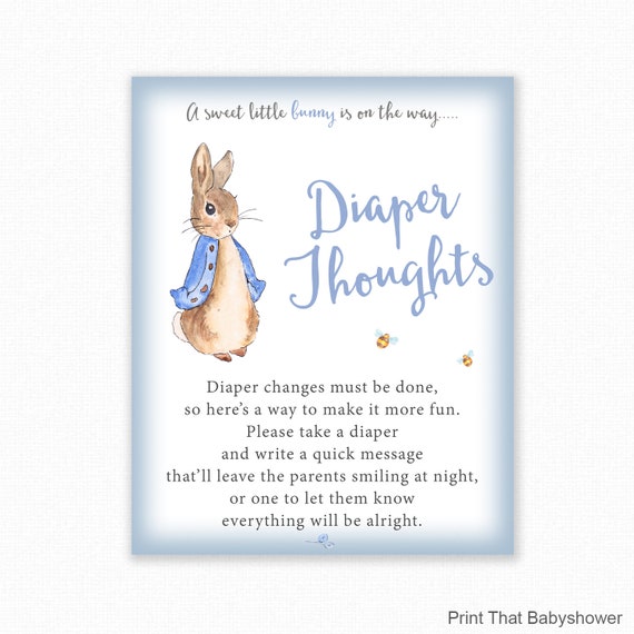Baby Shower Game Diaper Thoughts Peter Rabbit Baby Shower Nappy