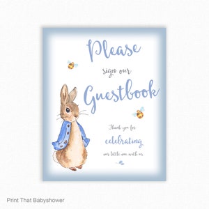 BabyShower Guestbook Sign - Peter Rabbit Guestbook Sign - Party Sign - Printable - Please sign out Guestbook - Pink Peter Rabbit Baby Shower