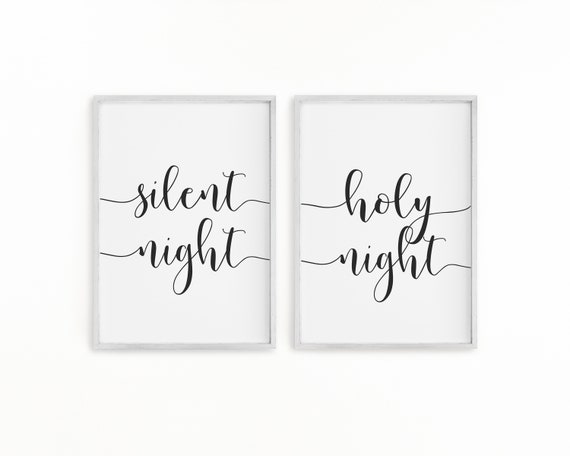 Silent Night Holy Night Set Of 2 Christmas Printable Christmas Decor Holiday Decor By Print That Baby Shower Catch My Party