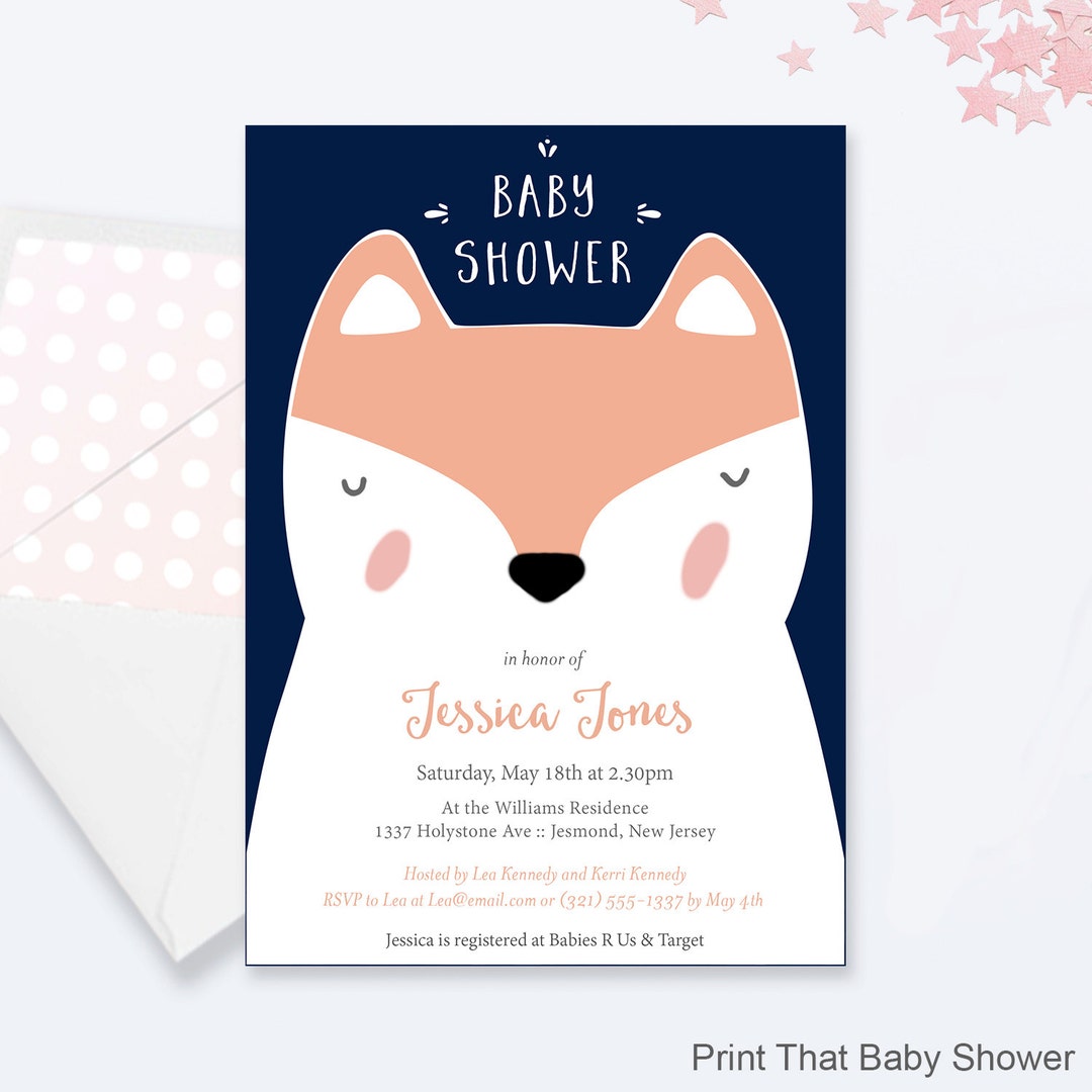 Fox Baby Shower Invitations Fox Baby Shower Printable - Etsy