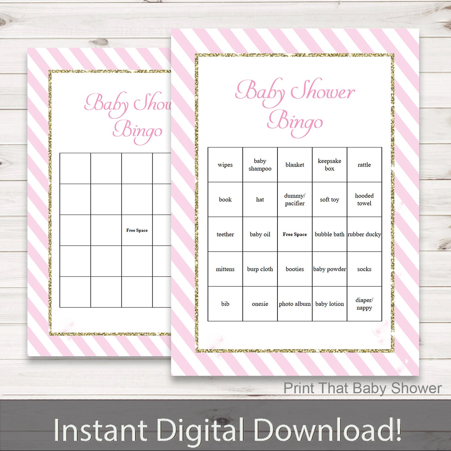 Baby Dusche Spiele Baby Dusche Bingo Rosa Und Gold Etsy