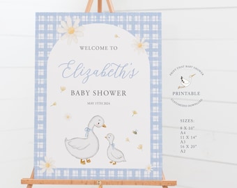Silly Goose Welcome Sign | Boy | Blue Mother Goose | Baby Shower Printable