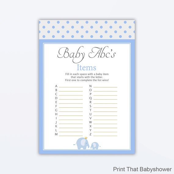 baby items in alphabetical order