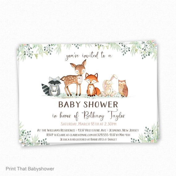 Woodland Baby Shower Invitations Woodland Baby Shower Etsy UK