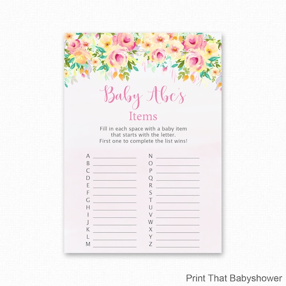 baby items in alphabetical order