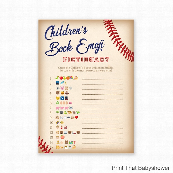 Baby Shower Game - Baseball Baby Shower - Emoji Pictionary - Baseball Baby Shower Printable - Baby Shower Emoji Game - Baseball Il_570xn
