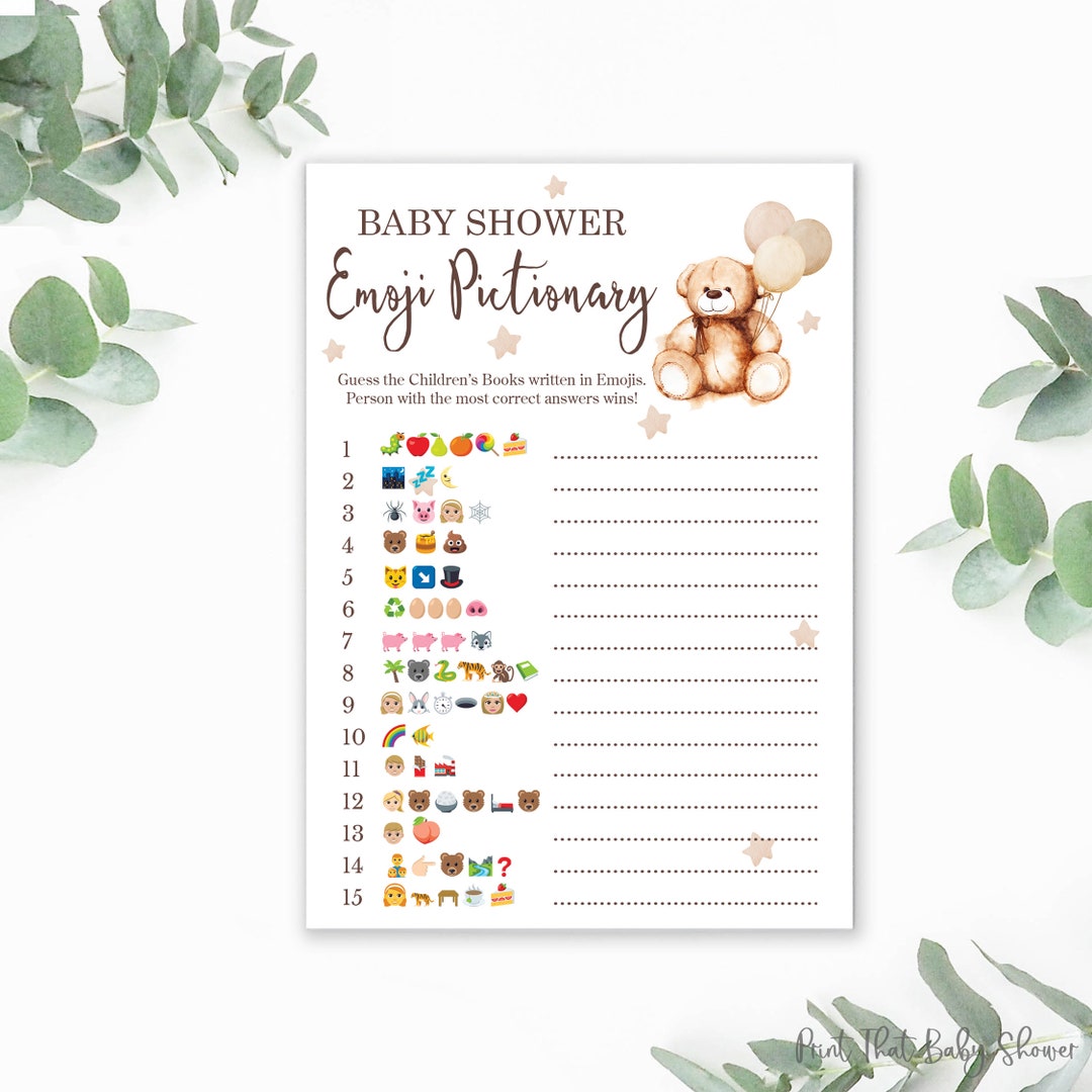 Baby Shower Game Teddy Bear Baby Shower Emoji Pictionary - Etsy UK