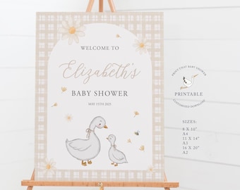 Silly Goose Welcome Sign | Beige Goose Baby Shower Welcome Sign | Printable | Neutral Welcome Shower Sign | Goose Baby Shower | Beige