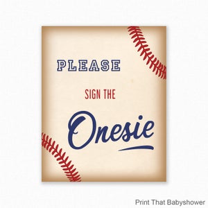Baby Shower Sign The Onesie Sign - Baseball Baby Shower - Baseball Baby Shower Sign - Sign The Onesie Guest Book - Baseball
