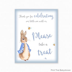 BabyShower Favor Sign Favour Sign Peter Rabbit Party Favor Signs Party Favor Sign Printable Take a Treat, Peter Rabbit Baby Shower image 1