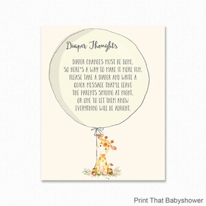 Baby Shower Game - Diaper Thoughts - Giraffe Baby Shower - Nappy Thoughts - Write on Diaper Message Game, Printable Baby Shower, Diaper Game