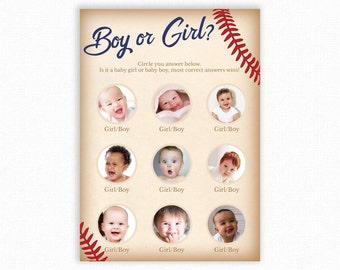 Baby Shower Games - Boy or Girl Baby Shower Game - Baby Shower Boy or Girl - Printable Shower Games - Baseball Baby Shower - Baseball