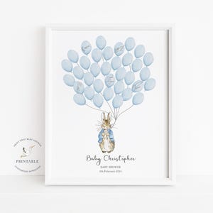 Libro degli ospiti con impronte digitali per baby shower - Peter Rabbit Baby Shower - Libro degli ospiti alternativo personalizzato - Albero con impronte digitali - Peter Rabbit