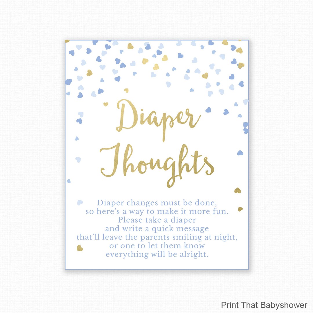Baby Shower Game - Diaper Thoughts - Boy Baby Shower - Nappy Thoughts ...