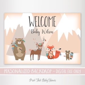 Woodland Baby Shower Backdrop - Baby shower Backdrop - Printable Backdrop - Personalized Backdrop - Woodland Baby Shower Welcome