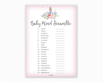 Babypartyspiele - Buchstaben Buchstaben Spiel - Peter Rabbit Thema - Flopsie