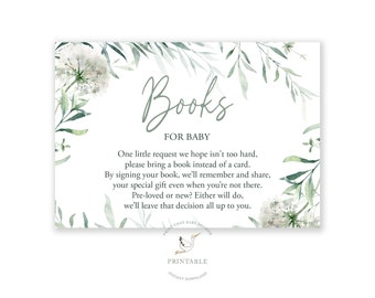 Books for Baby - Botanical Books For Baby - Baby Shower Insert - Invitation Insert - Books For The Baby Card - Greenery - Floral Baby Shower