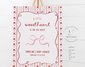 Baby Shower Welcome Sign - A Little Sweetheart is on the Way Sign  - Personalised Printable Signs