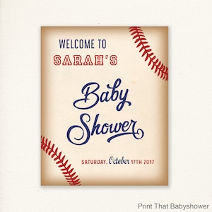 Baseball Baby Shower Welcome Sign - Personalized Welcome Sign - Baseball Baby Shower Welcome Sign