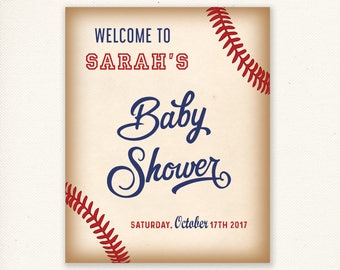 Baseball Baby Shower Welcome Sign - Personalized Welcome Sign - Baseball Baby Shower Welcome Sign