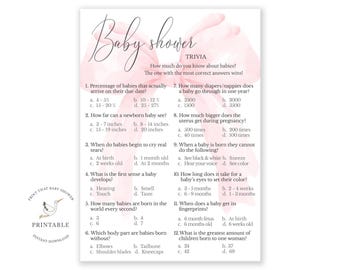 Baby Shower Games - Shower Trivia Game - Pink Bow Coquette - Printable