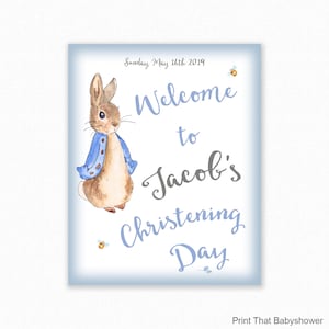Battesimo Segno di benvenuto - Battesimo di Peter Rabbit - Segno di battesimo personalizzato - Benvenuto al battesimo - Peter Rabbit