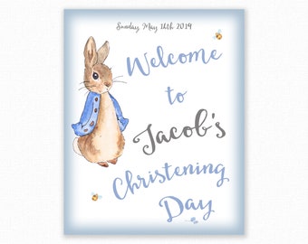 Christening Welcome Sign - Peter Rabbit Christening - Personalized Baptism sign - Welcome to the Christening - Peter Rabbit