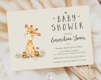Giraffe Baby Shower Invitations - Giraffe Baby Shower - Printable Invitation - Giraffe Baby Shower Invites - Giraffe Invitation