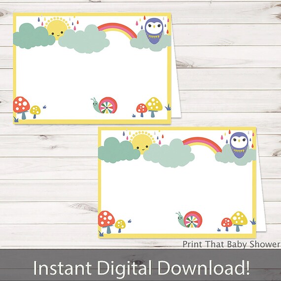 Baby Shower Food Tent Labels - Rainbow Baby Shower - Printable Food Labels - Rainbow Place Cards - Food Labels - Rainbows and Clouds Il_570xn