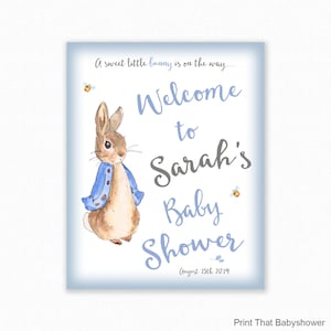 Baby Shower Welcome Sign - Peter Rabbit Baby Shower Printable Signs - Welcome to the Baby Shower - Personalized - Peter Rabbit