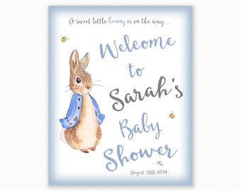 Baby Shower Welcome Sign - Peter Rabbit Baby Shower Printable Signs - Welcome to the Baby Shower - Personalized - Peter Rabbit