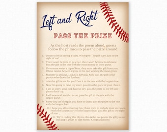 Gioco Baby Shower - Baseball Baby Shower - Passa la rima del pacco, Gioco sinistra e destra - Stampabile, Baby Shower Passa il gioco a premi, Baseball