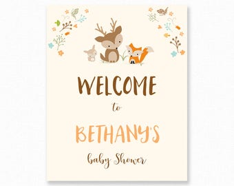 Woodland Baby Shower Welcome Sign - Personalized Welcome Sign - Woodland Baby Shower Welcome Sign - Woodland