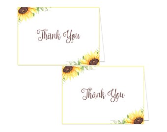Druckbare Blumen-Dankeskarte - druckbare Sofort-Download - Blumen-Babyparty-Dankeskarte - Sonnenblume-Dankeskarte
