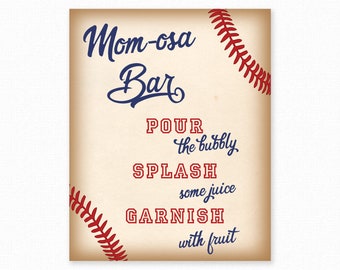 Baseball Mimosa Bar Sign - Baby Shower Mimosa Bar Sign Printable - Baseball Momosa Bar Sign - Baby Shower Sign