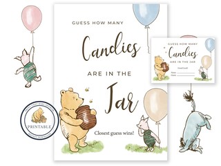 Gioco Indovina Le Caramelle Gummy Bear – 50 Carte E Cartello A Tema Animali Del Bosco Per Baby Shower E Feste Di Compleanno