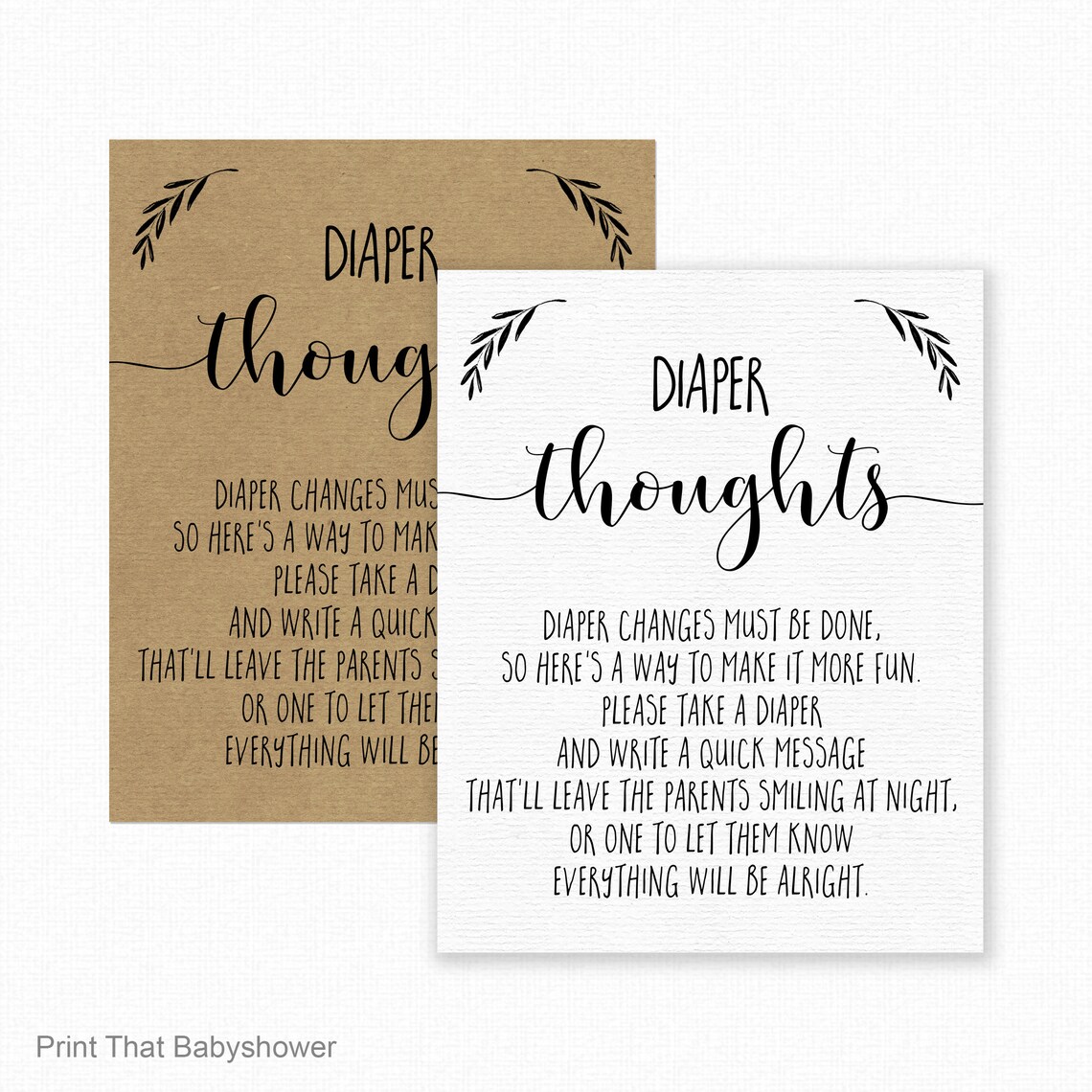 Diaper Thoughts Baby Shower Game Rustic Baby Shower | Etsy