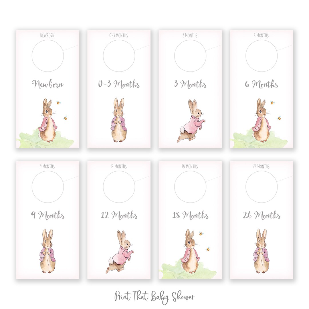 Printable Nursery Closet Dividers, Flopsy Baby Clothes Dividers, Wardrobe Closet Organizer ...
