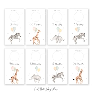 Printable Nursery Closet Dividers, Safari Animals Baby Clothes Dividers, Wardrobe Closet Organizer, Elephant Nursery, PDF Instant Download