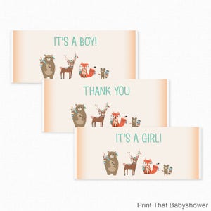 Baby Shower Candy Bar Wrapper - Woodland Baby Shower Decorations - Printable Candy Bar Wrapper - Woodland Candy Bar - Tribal Woodland