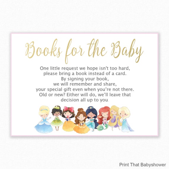 Baby Shower Invitation Insert - Princess Books For Baby - Baby Shower Inserts - Invitation Insert - Books For Baby Card - Princess Il_570xn
