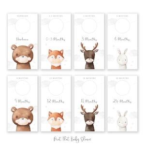 Séparateurs de placard pour chambre de bébé à imprimer, séparateurs de vêtements pour bébés animaux de la forêt, organisateur de penderie, chambre de bébé des bois, téléchargement immédiat au format PDF