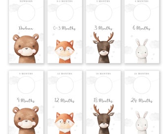 Printable Nursery Closet Dividers, Woodland Animals Baby Clothes Dividers, Wardrobe Closet Organizer, Woodland Nursery, PDF Instant Download