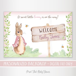 Peter Rabbit Baby Shower Backdrop - Baby shower Backdrop - Sfondo stampabile - Sfondo personalizzato - Peter Rabbit Baby Shower Welcome