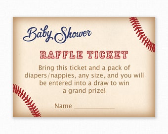 Baby Shower Diaper Raffle Tickets - Baseball Invitation Insert - Diaper Raffle Ticket - Baseball Invitation Insert - Baseball